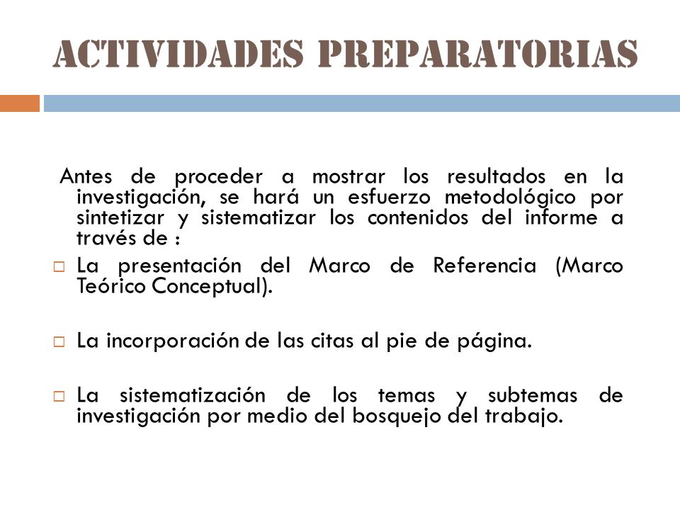 Actividades preparatorias