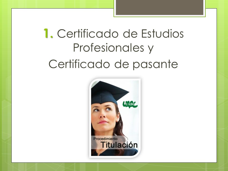 1. Certificado de Estudios Profesionales y