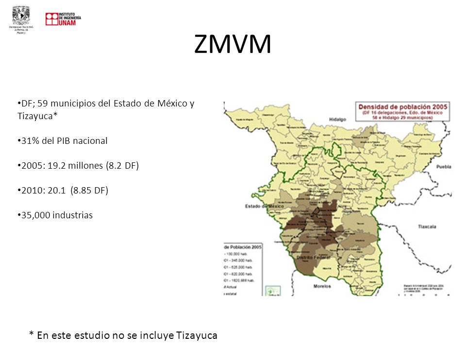ZMVM * En este estudio no se incluye Tizayuca