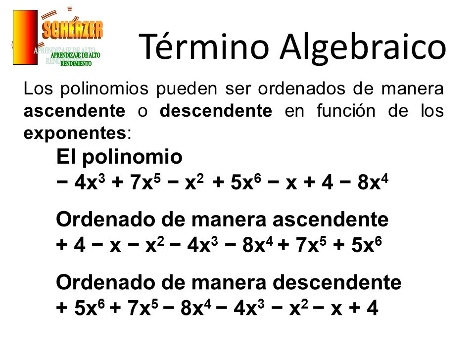 Término Algebraico SCHERZER APRENDIZAJE DE ALTO RENDIMIENTO