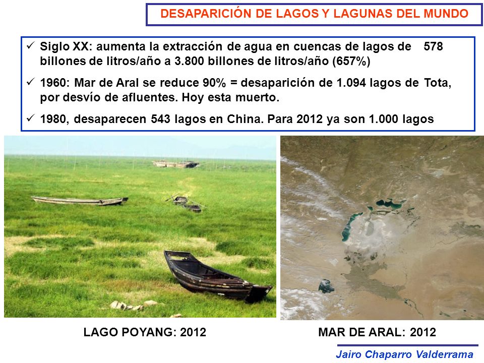 DESAPARICIÓN DE LAGOS Y LAGUNAS DEL MUNDO Jairo Chaparro Valderrama