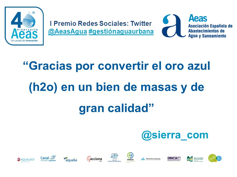I Premio Redes Sociales: #gestiónaguaurbana