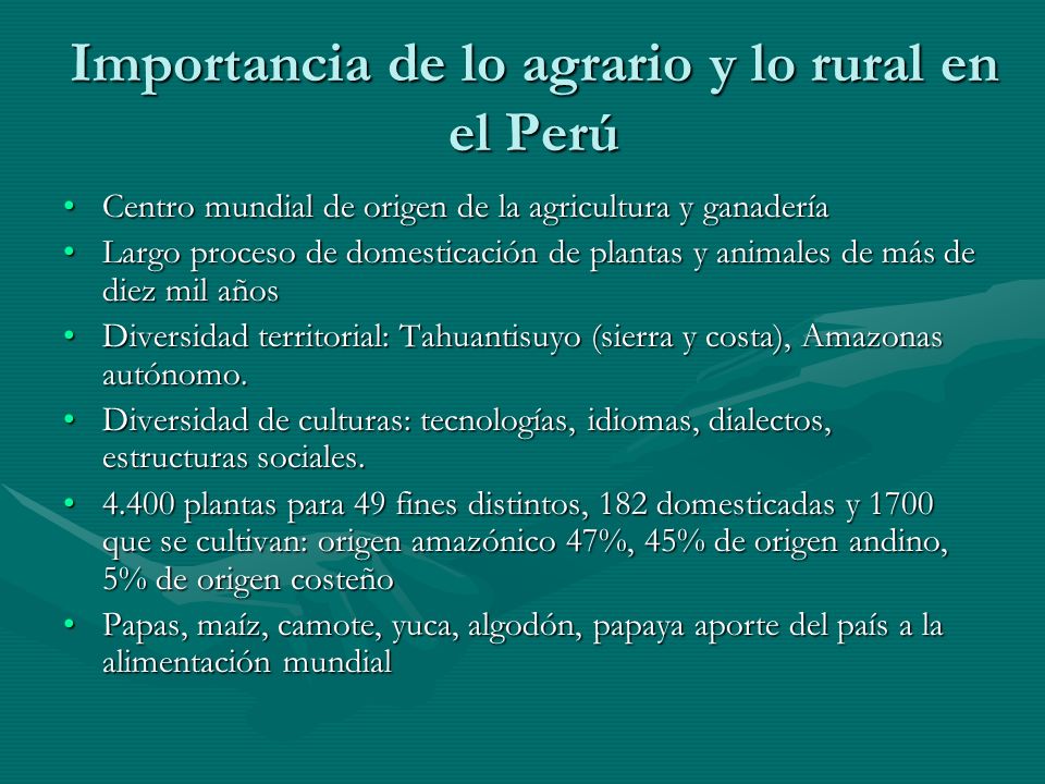 Importancia de lo agrario y lo rural en el Perú