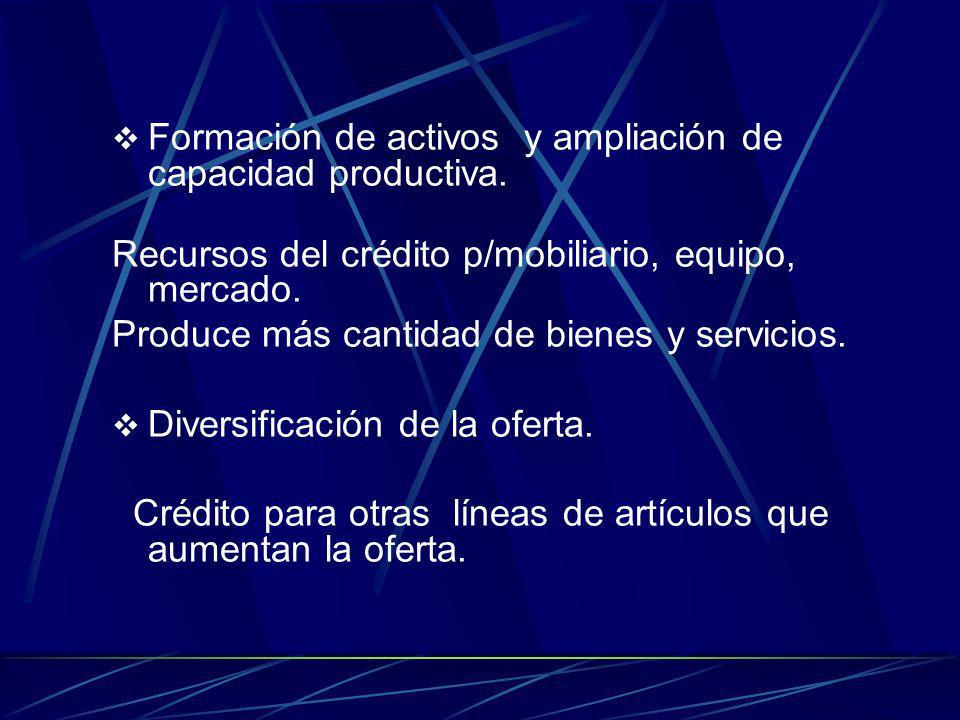 Formación de activos y ampliación de capacidad productiva.