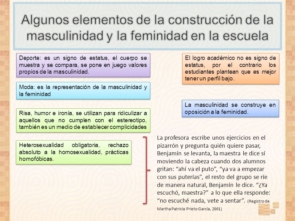 Algunos elementos de la construcción de la masculinidad y la feminidad en la escuela