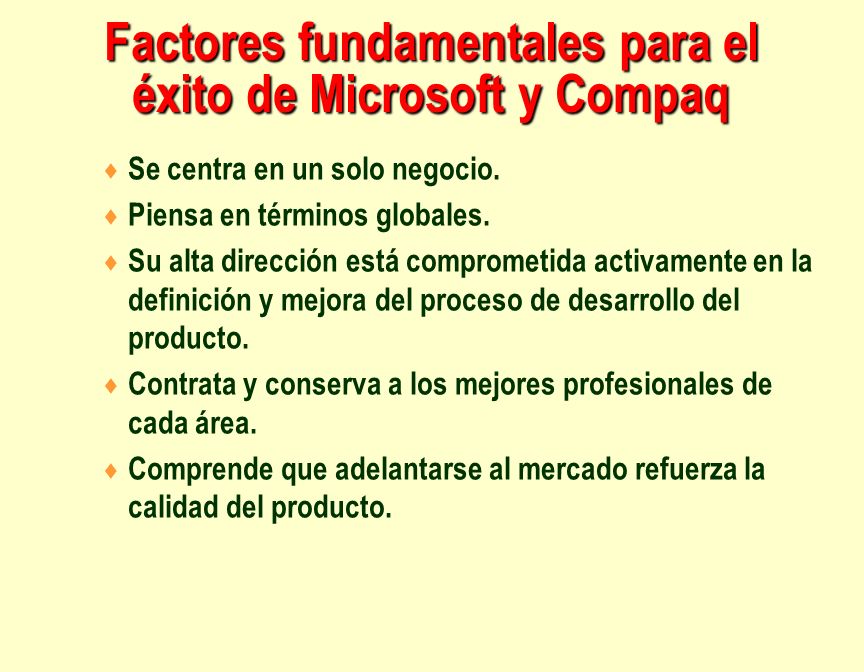 Factores fundamentales para el éxito de Microsoft y Compaq