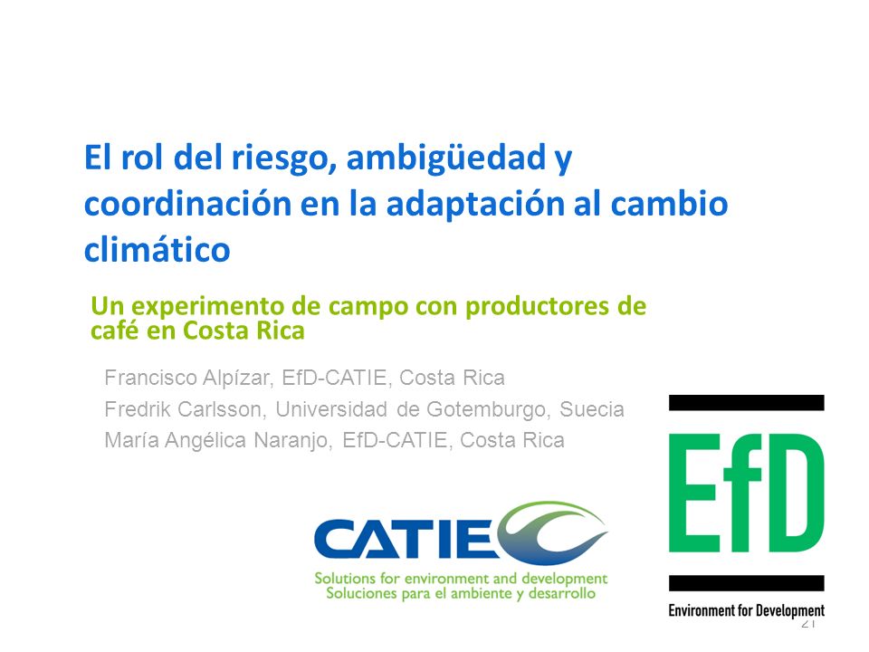 Un experimento de campo con productores de café en Costa Rica