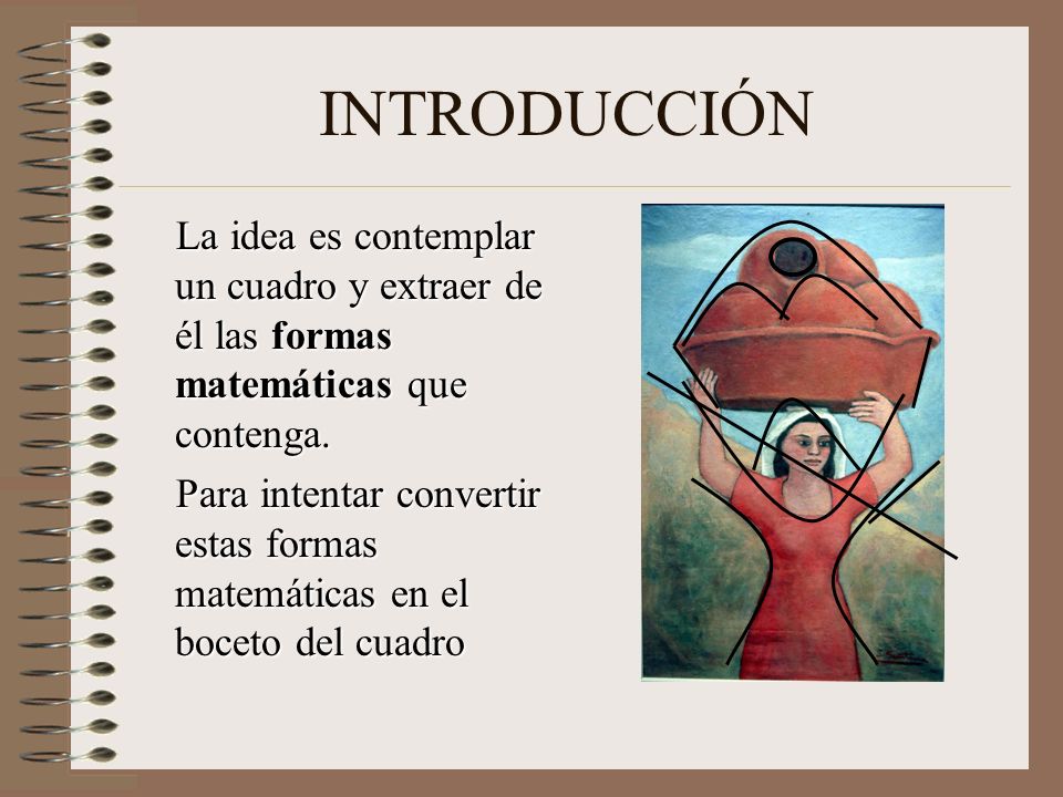 INTRODUCCIÓN La idea es contemplar un cuadro y extraer de él las formas matemáticas que contenga.