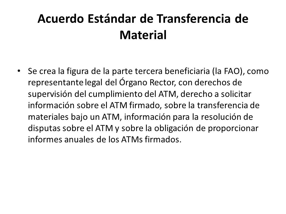 Acuerdo Estándar de Transferencia de Material