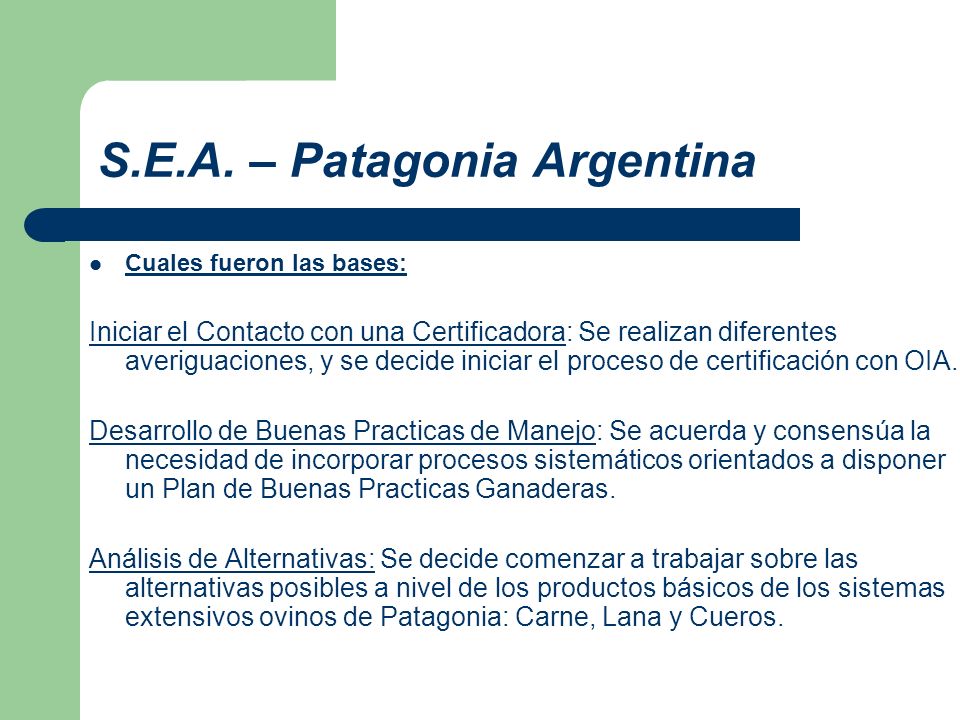 S.E.A. – Patagonia Argentina