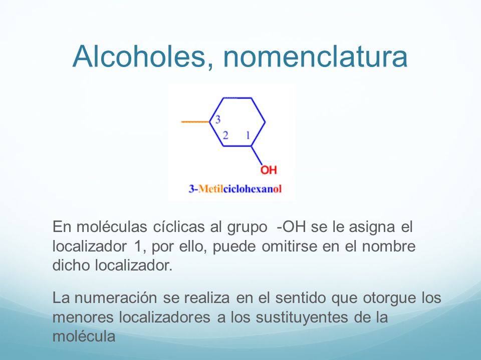Alcoholes, nomenclatura