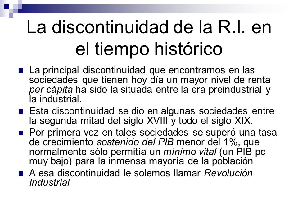 La discontinuidad de la R.I. en el tiempo histórico