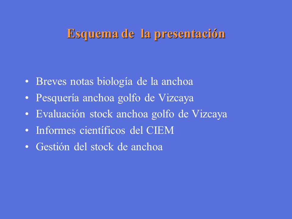 Esquema de la presentación