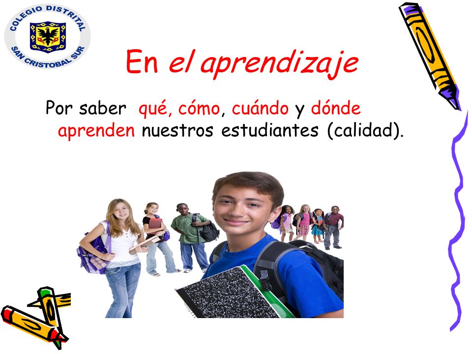 En el aprendizaje Por saber qué, cómo, cuándo y dónde aprenden nuestros estudiantes (calidad).