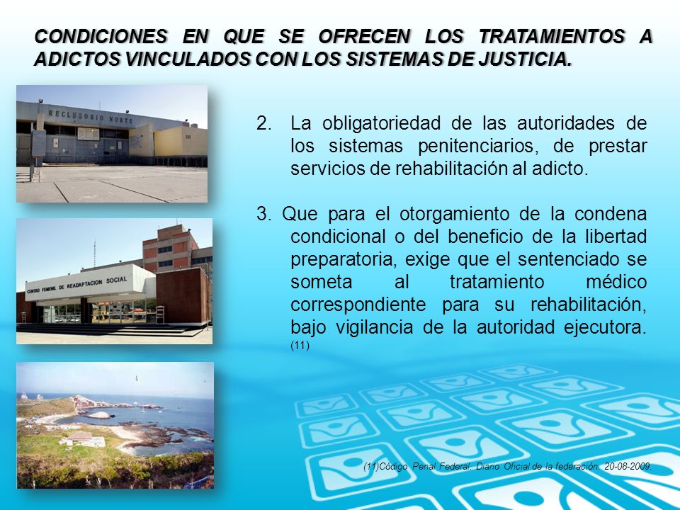 CONDICIONES EN QUE SE OFRECEN LOS TRATAMIENTOS A ADICTOS VINCULADOS CON LOS SISTEMAS DE JUSTICIA.