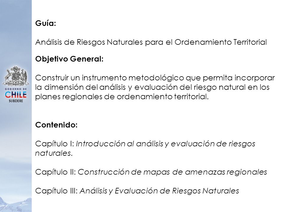 Análisis de Riesgos Naturales para el Ordenamiento Territorial