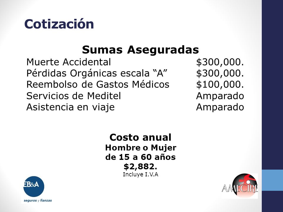 Cotización Sumas Aseguradas Muerte Accidental $300,000.