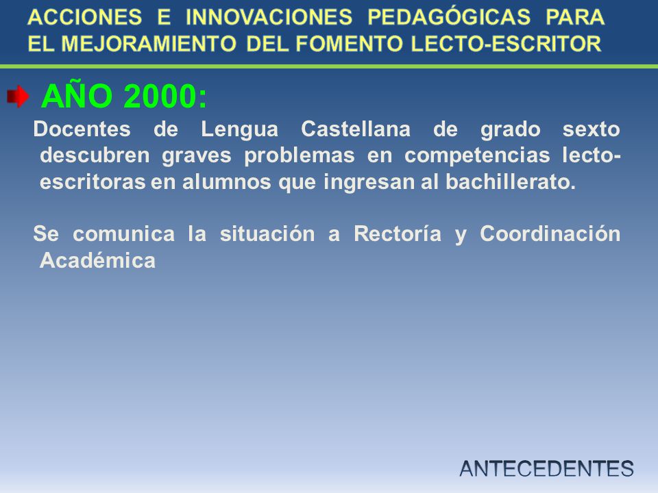 ACCIONES E INNOVACIONES PEDAGÓGICAS PARA EL MEJORAMIENTO DEL FOMENTO LECTO-ESCRITOR