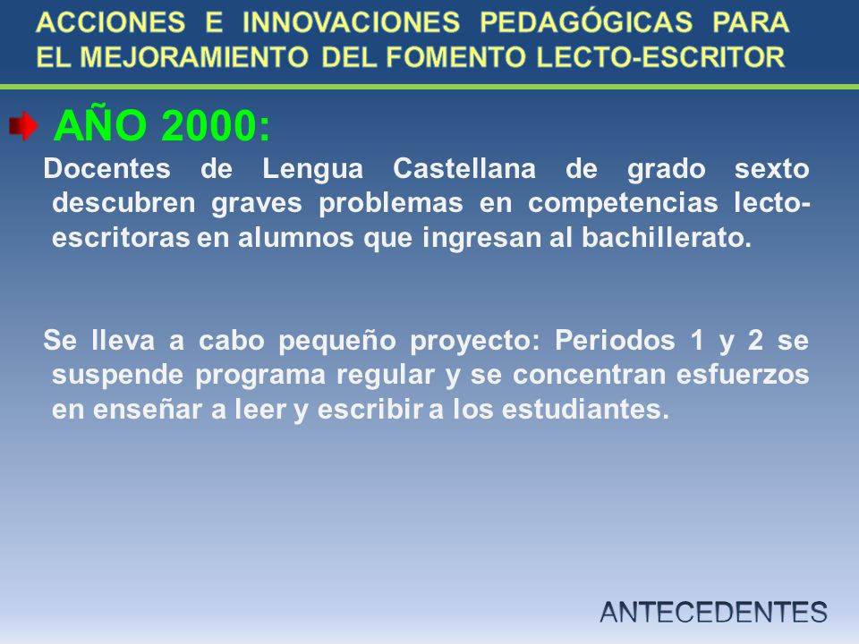 ACCIONES E INNOVACIONES PEDAGÓGICAS PARA EL MEJORAMIENTO DEL FOMENTO LECTO-ESCRITOR