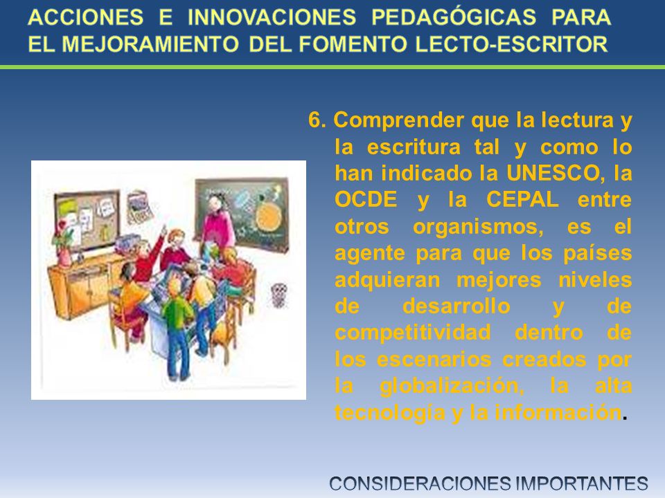 ACCIONES E INNOVACIONES PEDAGÓGICAS PARA EL MEJORAMIENTO DEL FOMENTO LECTO-ESCRITOR