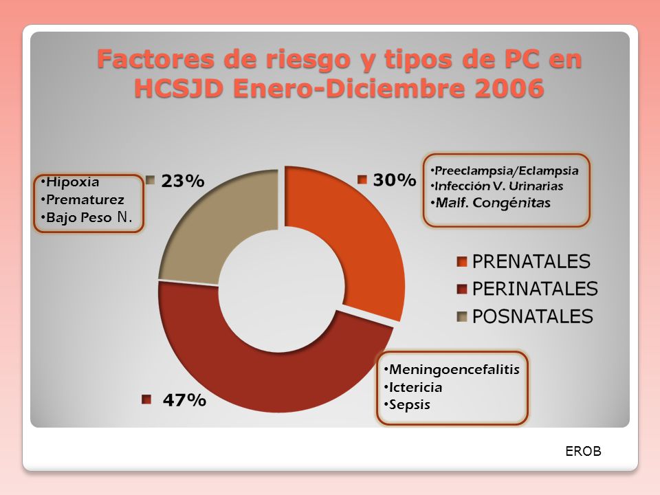Factores de riesgo y tipos de PC en HCSJD Enero-Diciembre 2006