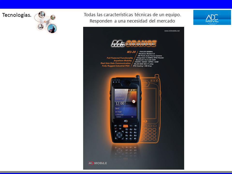 Tecnologías. Todas las características técnicas de un equipo. Responden a una necesidad del mercado