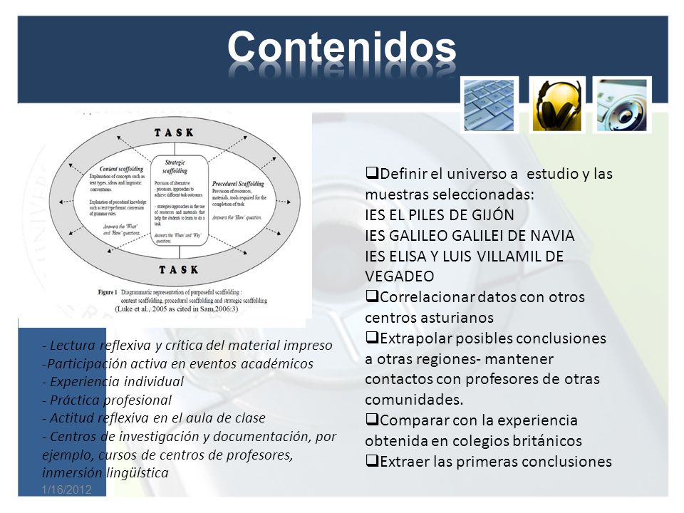Contenidos Definir el universo a estudio y las muestras seleccionadas:
