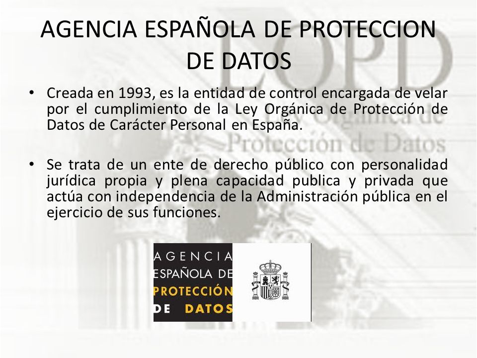 AGENCIA ESPAÑOLA DE PROTECCION DE DATOS