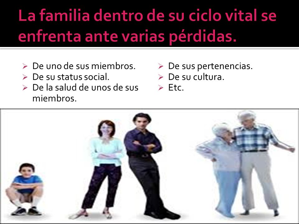 La familia dentro de su ciclo vital se enfrenta ante varias pérdidas.