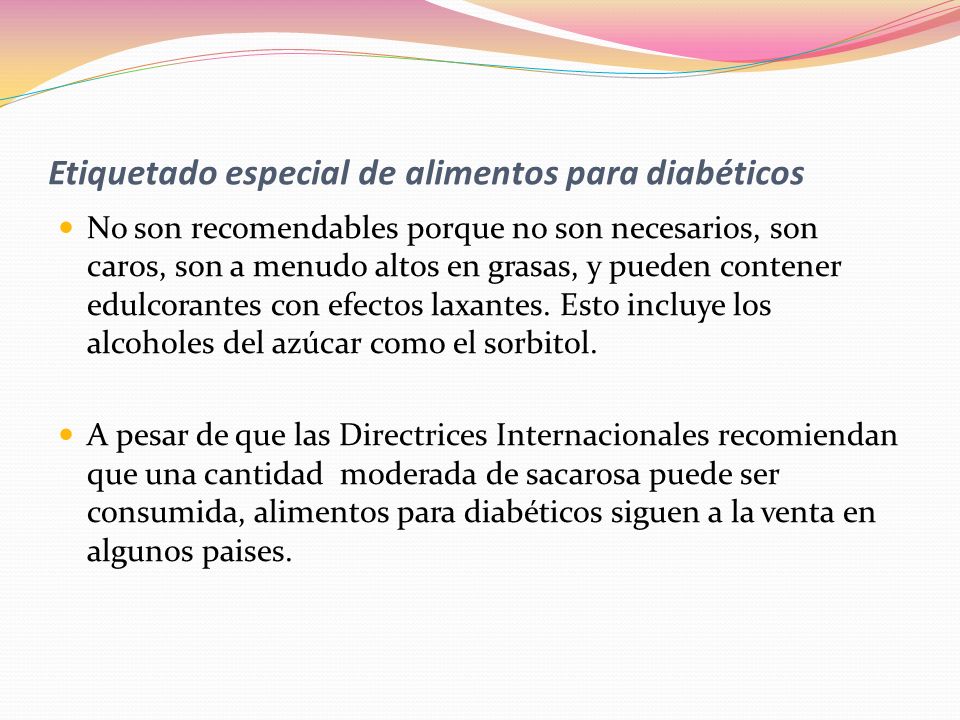 Etiquetado especial de alimentos para diabéticos