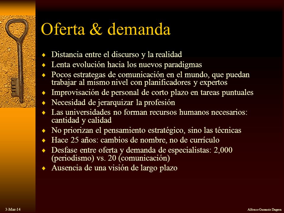 Oferta & demanda Distancia entre el discurso y la realidad