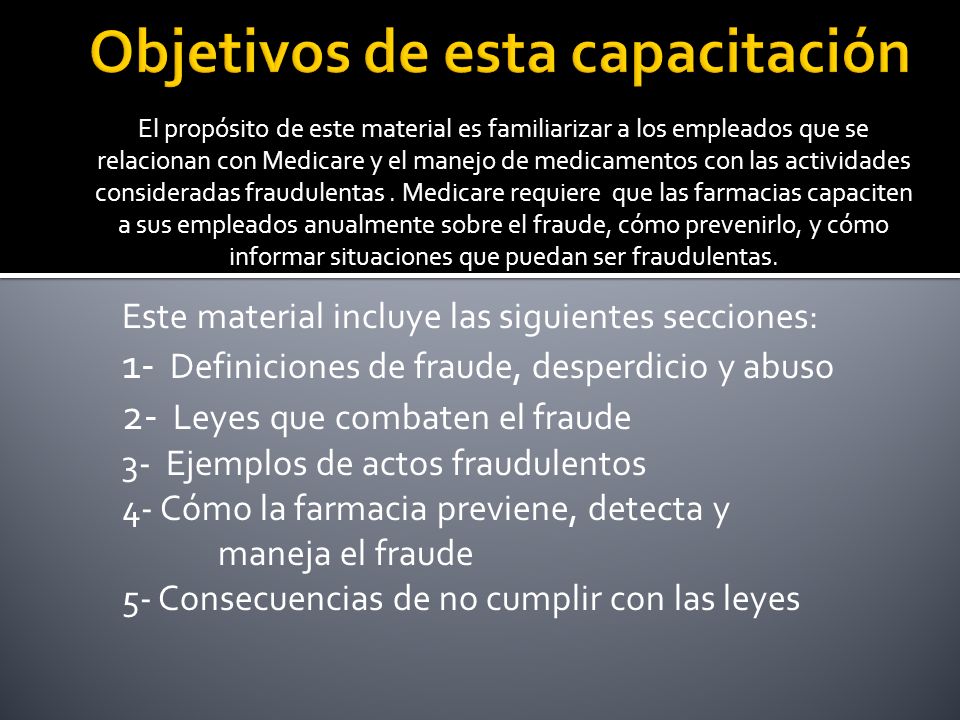 Objetivos de esta capacitación