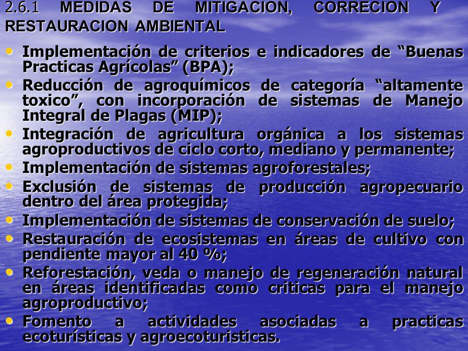 2.6.1 MEDIDAS DE MITIGACION, CORRECION Y RESTAURACION AMBIENTAL