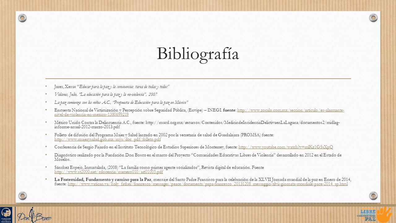Bibliografía Jares, Xesus Educar para la paz y la convivencia: tarea de todas y todos