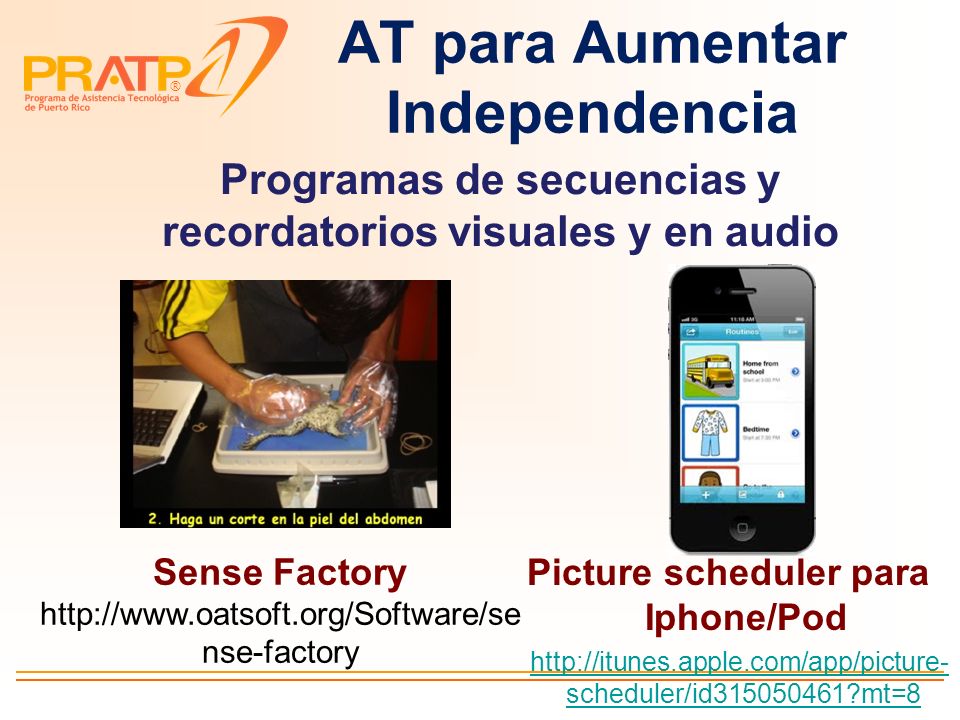 Programas de secuencias y recordatorios visuales y en audio