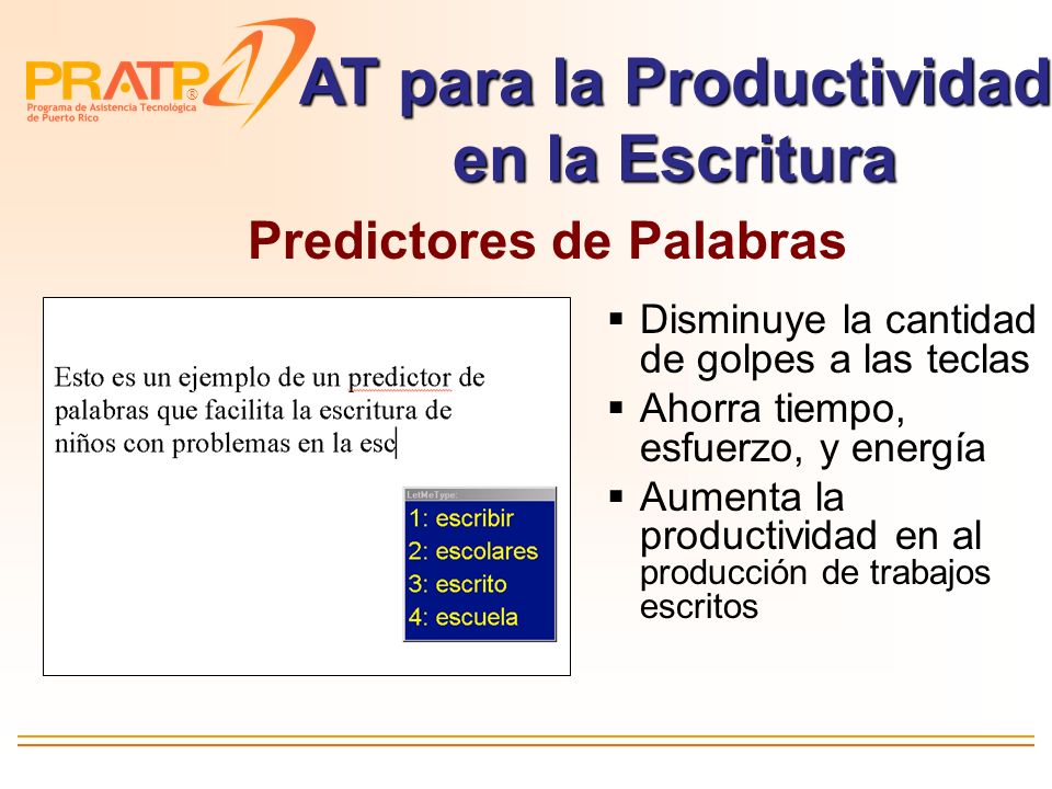 AT para la Productividad en la Escritura Predictores de Palabras