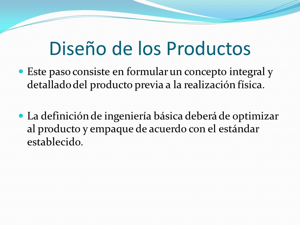 Diseño de los Productos
