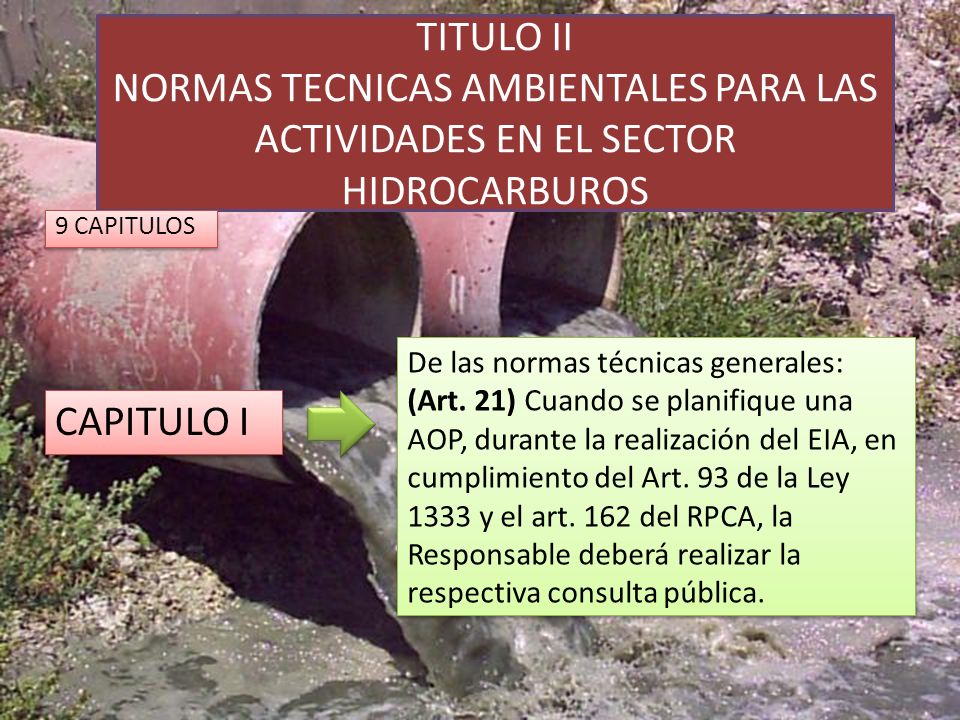 TITULO II NORMAS TECNICAS AMBIENTALES PARA LAS ACTIVIDADES EN EL SECTOR HIDROCARBUROS