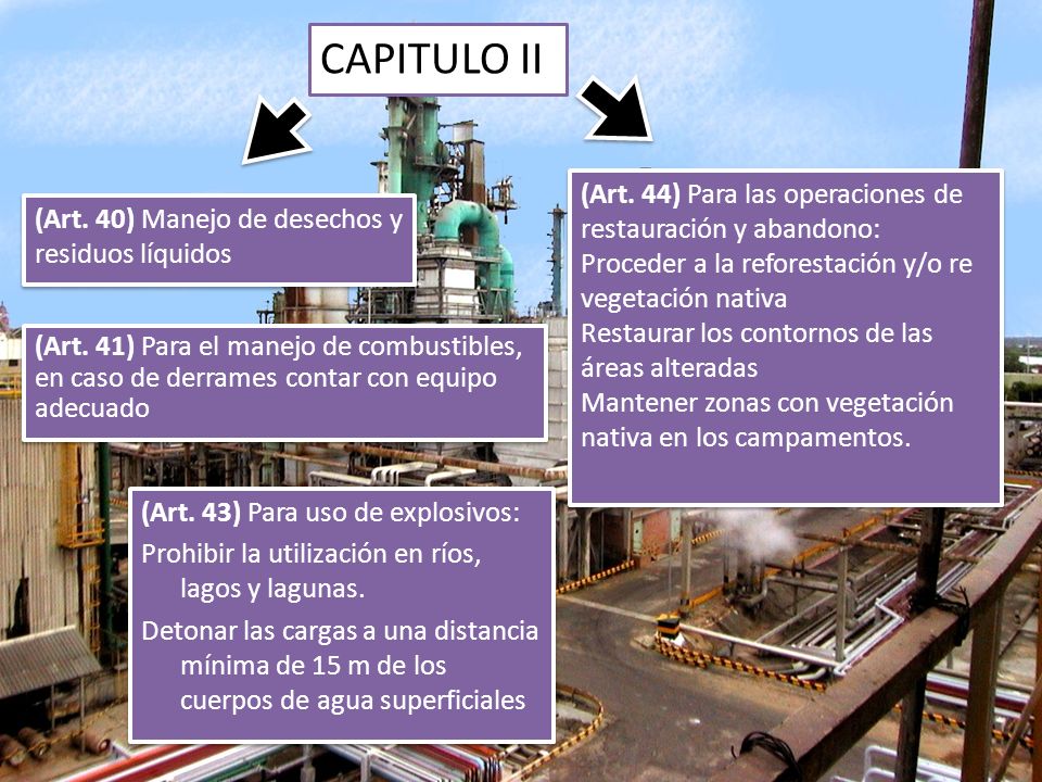 CAPITULO II (Art. 44) Para las operaciones de restauración y abandono: