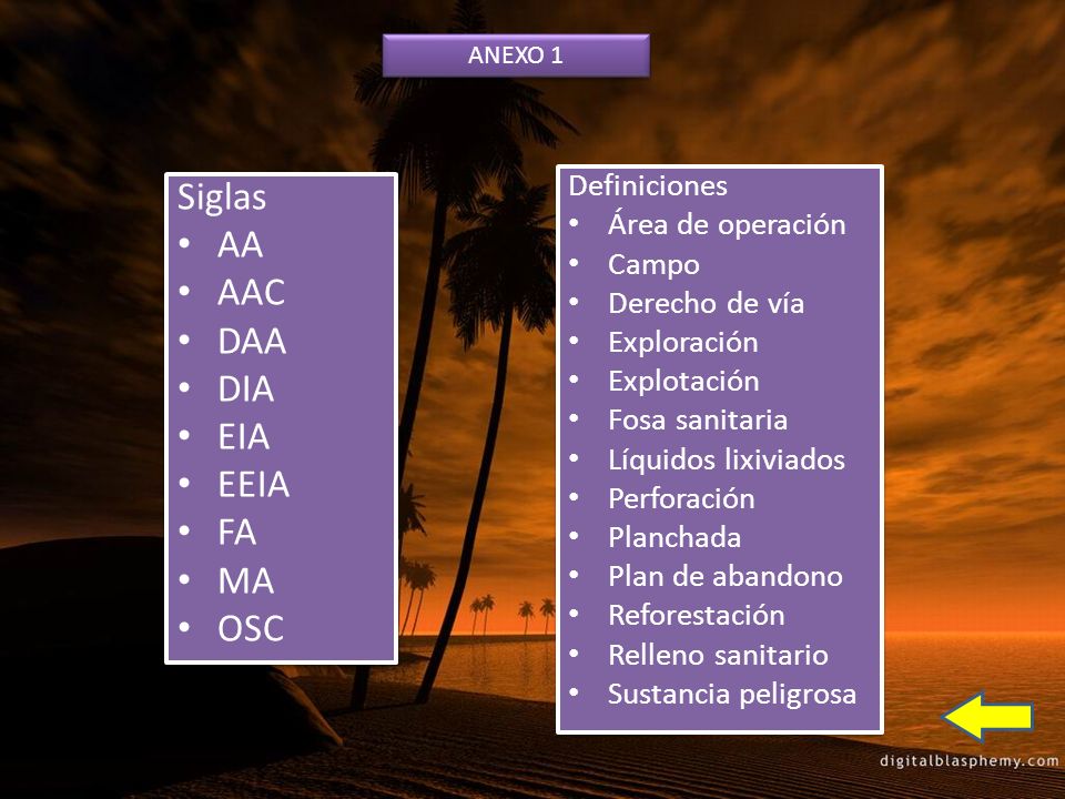 Siglas AA AAC DAA DIA EIA EEIA FA MA OSC Definiciones