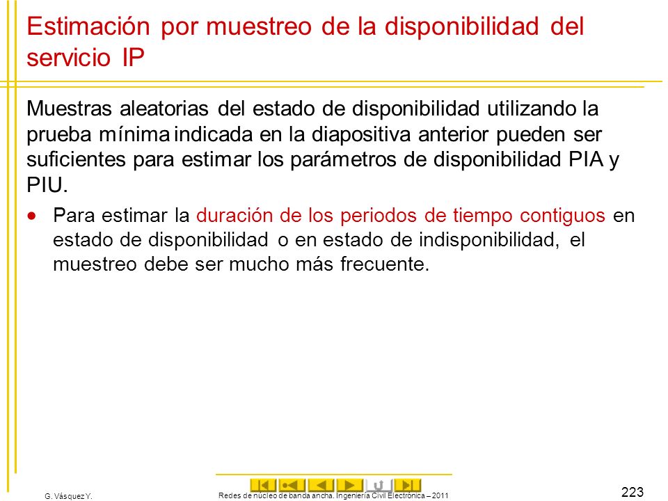 Estimación por muestreo de la disponibilidad del servicio IP