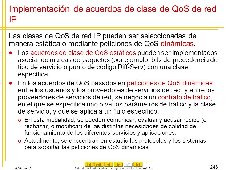 Implementación de acuerdos de clase de QoS de red IP
