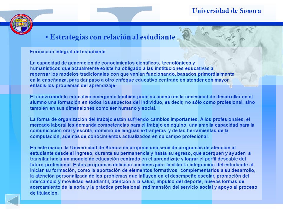 U Estrategias con relación al estudiante Universidad de Sonora