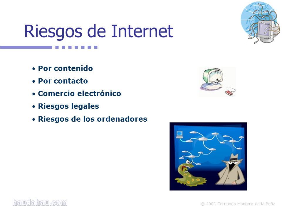 Riesgos de Internet Por contenido Por contacto Comercio electrónico