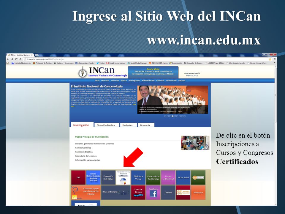 Ingrese al Sitio Web del INCan
