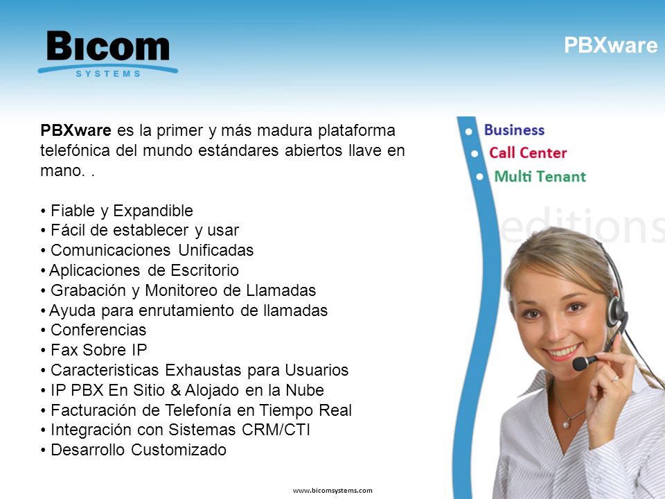 PBXware PBXware es la primer y más madura plataforma telefónica del mundo estándares abiertos llave en mano. .