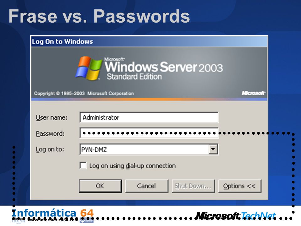Frase vs. Passwords ● ● ● ● ● ● ● ● ● ● ● ● ● ● ● ● ● ● ● ● ● ● ● ● ●