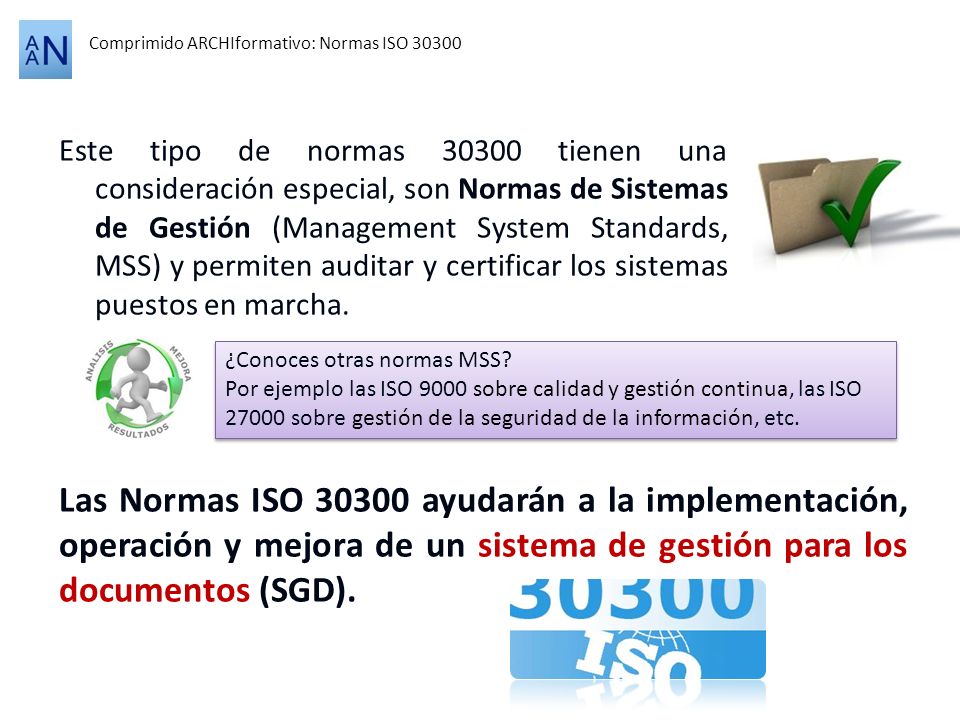 Comprimido ARCHIformativo: Normas ISO 30300