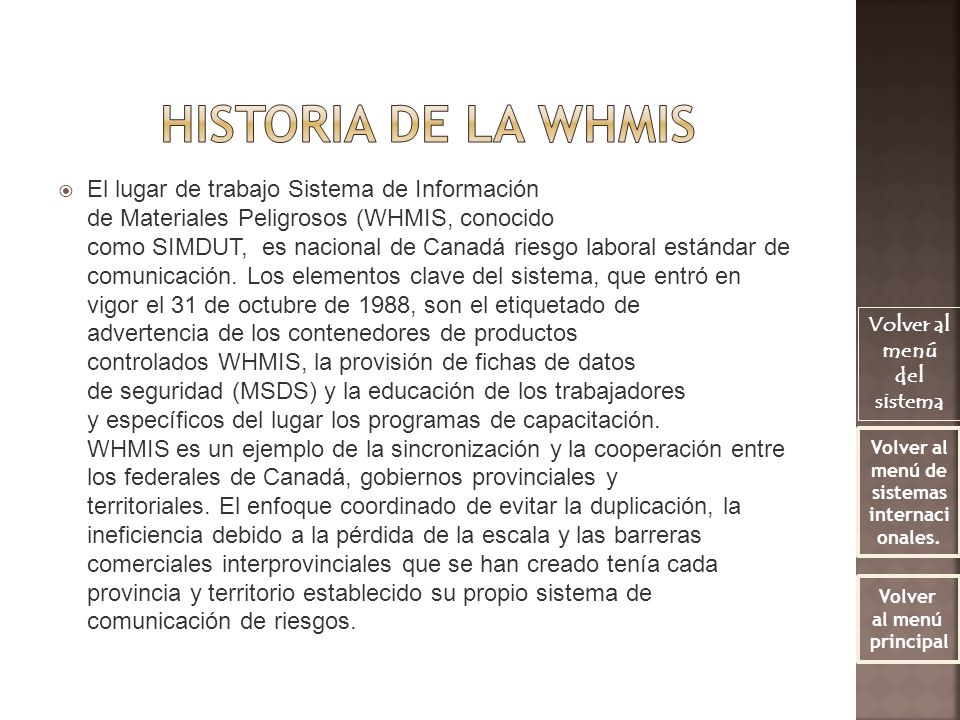 Volver al menú del sistema Volver al menú de sistemas internacionales.