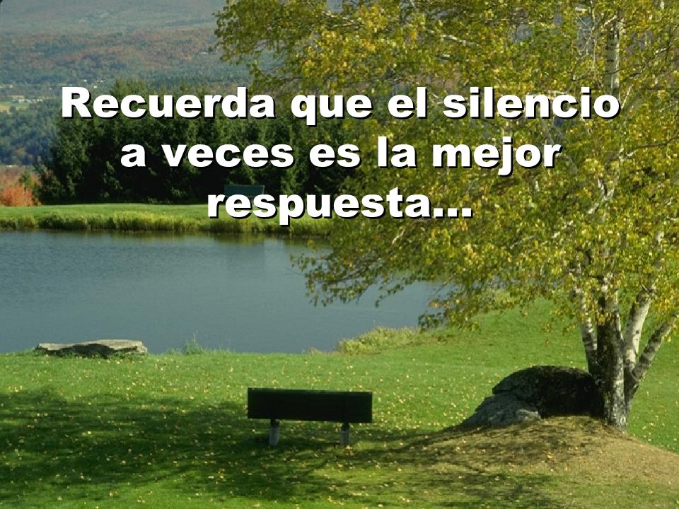 Recuerda que el silencio a veces es la mejor respuesta...